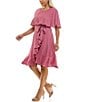 Moda Tara Plus Size Boat Neck Short Caplet Sleeve Ruffled Popover Wrap Dress, Color:Mulberry - Image 3
