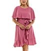 Moda Tara Plus Size Boat Neck Short Caplet Sleeve Ruffled Popover Wrap Dress, Color:Mulberry - Image 4