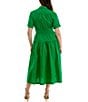 Moda Tara Plus Size Short Sleeve Button Front Poplin Shirt Dress, Color:Bright Green - Image 2