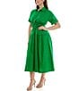 Moda Tara Plus Size Short Sleeve Button Front Poplin Shirt Dress, Color:Bright Green - Image 3