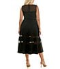 Moda Tara Plus Size Stretch Crepe Illusion Chiffon Fit And Flare Sleeveless Midi Dress, Color:Black - Image 2