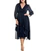 Moda Tara Plus Size V-Neck Long Sleeve Ruffled Chiffon Maxi Dress, Color:Navy - Image 1