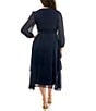 Moda Tara Plus Size V-Neck Long Sleeve Ruffled Chiffon Maxi Dress, Color:Navy - Image 2