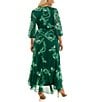 Moda Tara Plus Size Yoryu Chiffon Floral Print Ruffle Hem Dress, Color:Evergreen - Image 2