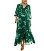Moda Tara Plus Size Yoryu Chiffon Floral Print Ruffle Hem Dress, Color:Evergreen - Image 5
