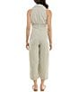 Moda Tara Point Collar Striped Jumpsuit, Color:Olive/Ivory - Image 2