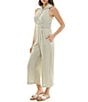 Moda Tara Point Collar Striped Jumpsuit, Color:Olive/Ivory - Image 3