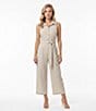 Moda Tara Point Collar Striped Jumpsuit - Image 4