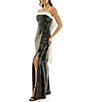Moda Tara Sequin Strapless Satin Bow Back Evening Gown, Color:Black/Ivory - Image 3