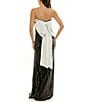 Moda Tara Sequin Strapless Satin Bow Back Evening Gown, Color:Black/Ivory - Image 4