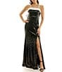 Moda Tara Sequin Strapless Satin Bow Back Evening Gown, Color:Black/Ivory - Image 5