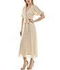 Moda Tara Short Puffed Sleeve V-Neck Chiffon A-Line Midi Dress, Color:Eggshell - Image 3