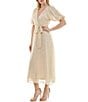 Moda Tara Short Puffed Sleeve V-Neck Chiffon A-Line Midi Dress - Image 3