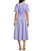 Moda Tara Short Sleeve Button Front Poplin Shirt Midi Dress, Color:Lilac - Image 2
