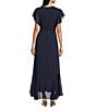 Moda Tara Short Sleeve Ruffled Chiffion Maxi Dress, Color:Navy - Image 5