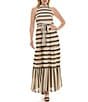 Moda Tara Sleeveless Mock Neck Belted Crochet Maxi Dress, Color:Natural Multi - Image 1