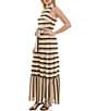 Moda Tara Sleeveless Mock Neck Belted Crochet Maxi Dress, Color:Natural Multi - Image 3