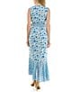 Moda Tara Sleeveless V-Neck Floral Print Wrap Dress, Color:Ivory/Denim - Image 2