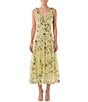 Moda Tara Twist Front Floral Printed Voile Midi Dress - Image 1