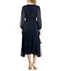 Moda Tara V-Neck Long Sleeve Ruffled Chiffon Midi Dress, Color:Navy - Image 2