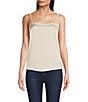 Modern Movement Reversible Satin Sleeveless Adjustable Strap Cami, Color:White/Stone - Image 1