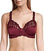 Modern Movement Satin Cut & Sewn Embroidered Bra, Color:Rhododendron/Black - Image 1