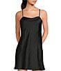 Modern Movement Satin Sleeveless Square Neck Midi Slip, Color:Black - Image 1