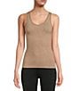 Modern Movement Seamless Scoop Neck Sleeveless Cotton Blend Tank, Color:Taupe Heather - Image 3
