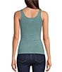Color:Oil Blue Heather - Image 2 - Seamless Scoop Neck Sleeveless Cotton Blend Tank