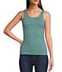 Color:Oil Blue Heather - Image 3 - Seamless Scoop Neck Sleeveless Cotton Blend Tank