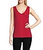 Modern Movement Sleeveless V-Neck Lurex Two-Way Stretch Holiday Camisole, Color:Red Holiday Sparkle - Image 1