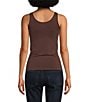 Modern Movement Solid Seamless Reversible Micro Knit Tank, Color:Mahogany - Image 2