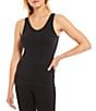 Color:Black - Image 1 - Solid Seamless Reversible Micro Knit Tank