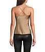 Modern Movement Stretch Satin Sleeveless Cowl Neck Camisole, Color:Gold - Image 2