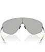 Moncler Unisex Tanium 45mm Shield Sunglasses, Color:Matte Silver/Mirror Silver - Image 4