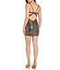 Morgan & Co. Foil Drape Front Lace Up Back Bodycon Dress - Image 2