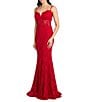 Morgan & Co. Glitter Lace Sweetheart Neck Illusion Corset Keyhole Back Dress - Image 1