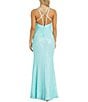 Color:Aquamarine - Image 2 - Long Iridescent Strappy Back Stretch Allover Sequin Long Dress