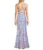 Color:Lavender - Image 2 - Pattern Floral Sequin Bar Back Long Dress