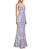 Color:Lavender - Image 3 - Pattern Floral Sequin Bar Back Long Dress