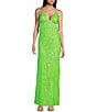 Color:Lime - Image 1 - Pattern Sequin Lace Long Dress