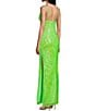 Color:Lime - Image 3 - Pattern Sequin Lace Long Dress