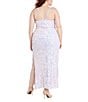 Color:Lavender/Multi - Image 2 - Plus Long Patterned Sequin V-Neck Long Dress