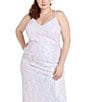 Color:Lavender/Multi - Image 3 - Plus Long Patterned Sequin V-Neck Long Dress