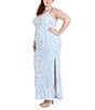 Color:Blue - Image 1 - Plus Long Patterned Sequin V-Neck Long Dress