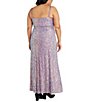 Color:Rose/Lilac - Image 2 - Plus Spaghetti Strap V-Neck Sequin Side Slit Gown