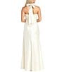 Morgan & Co. Satin Halter Neck Front Cut Out Dress, Color:Ivory - Image 2