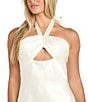 Morgan & Co. Satin Halter Neck Front Cut Out Dress, Color:Ivory - Image 3