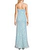 Color:Baby Blue - Image 2 - Sequin Pattern Strapless Long Dress