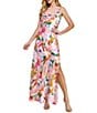 Morgan & Co. Sleeveless Cowl Neck Long Printed Satin Dress - Image 1